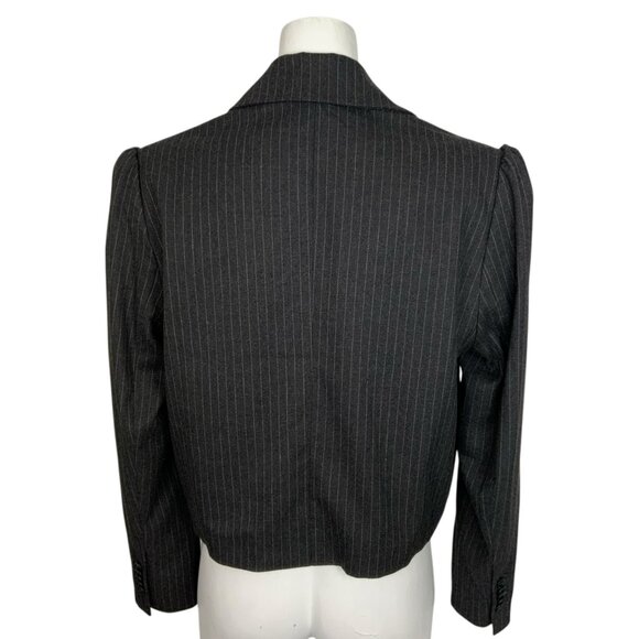 Anthropologie Maeve 80'S Boxy Blazer S Gray Pinstriped Crop Oversized Career NWT - Picture 2 of 13